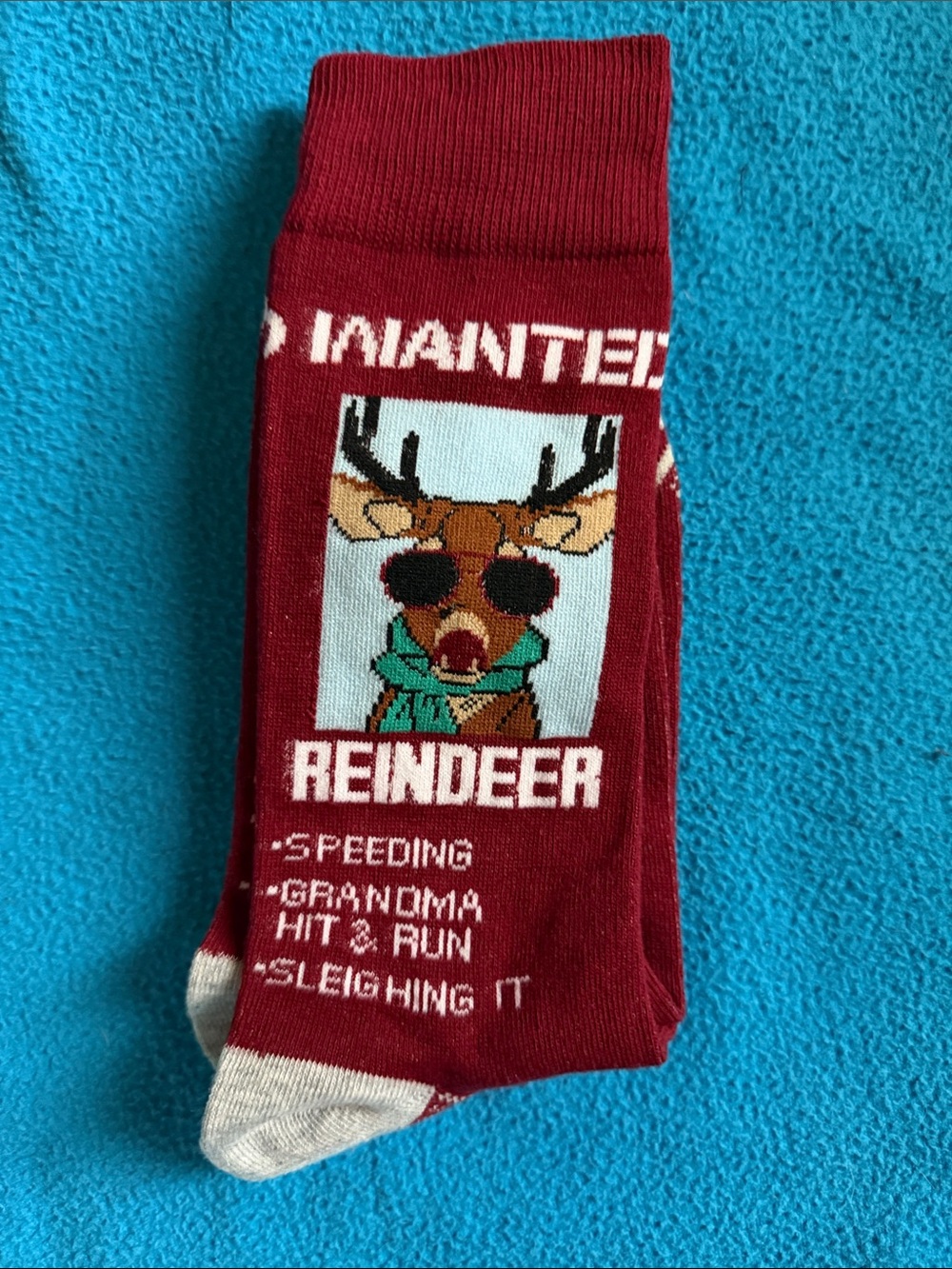 Red Novelty Reindeer Crew Socks - Unbranded